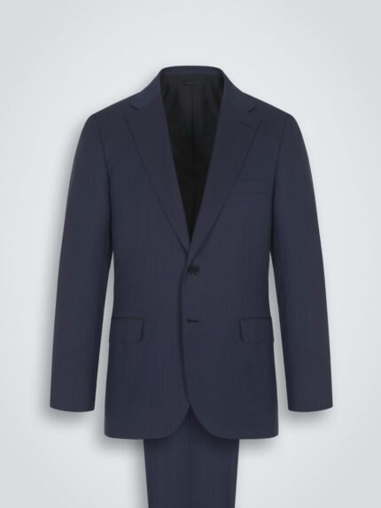 Navy bue herringbone Super 150's wool Brunico suit